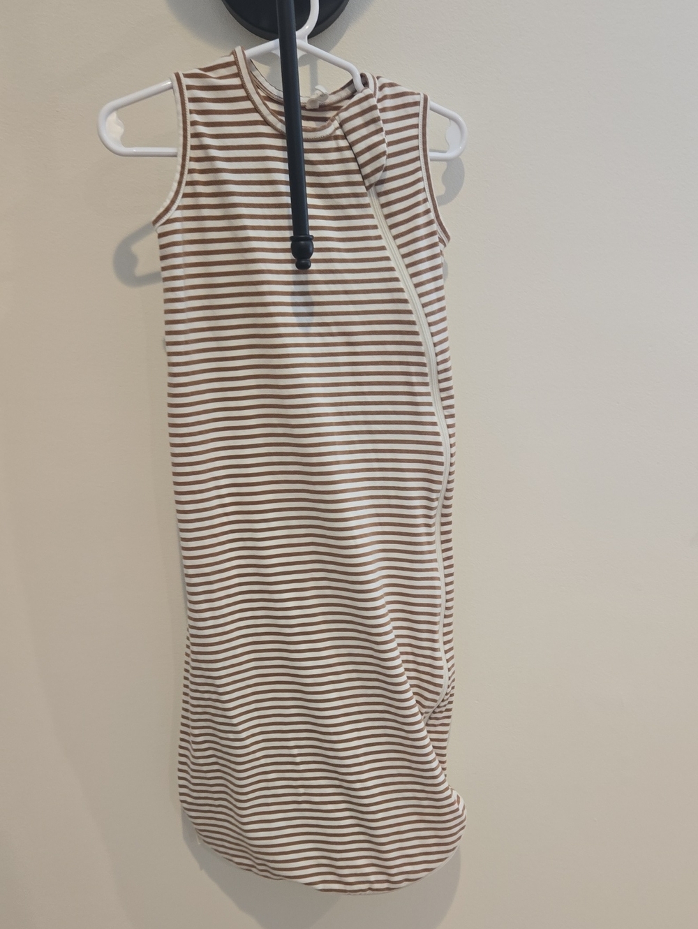 Quincy Mae Brown and White Striped Sleeveless Sleep Sack